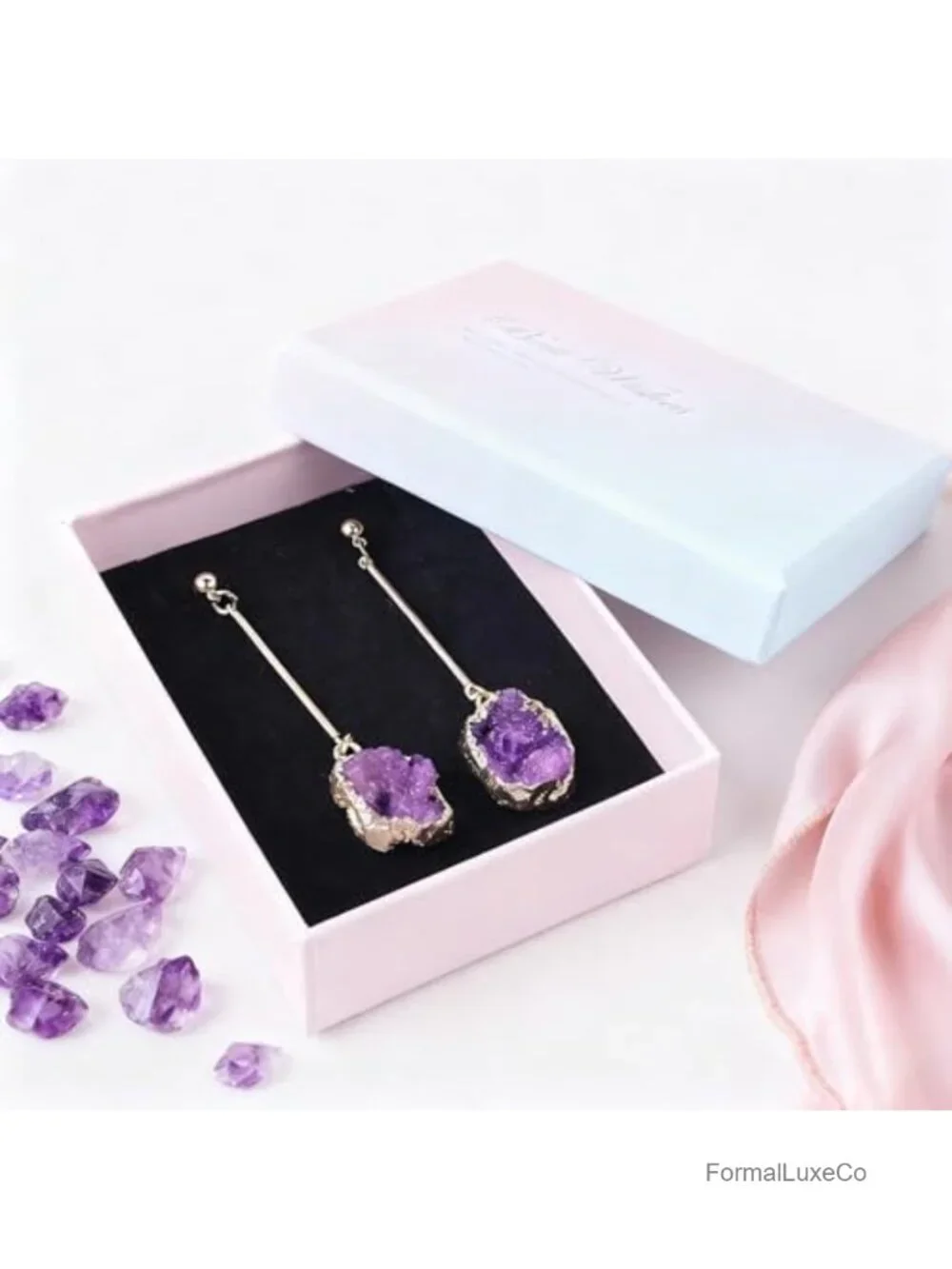 Hypoallergenic 18K Gold Plated Long Dangle Crystal Earrings with Gift Box